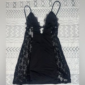 Cutout lace black dress